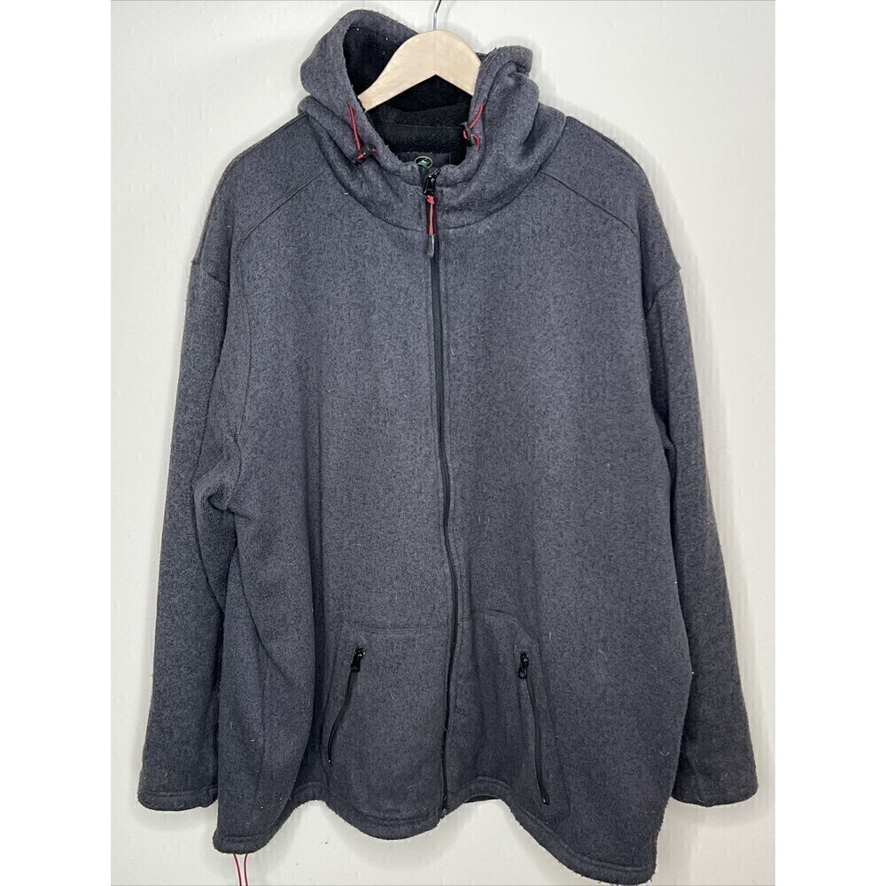 RedHead Men’s Fleece Jacket Gray Full Zip Pockets & Hood  Size 2XL